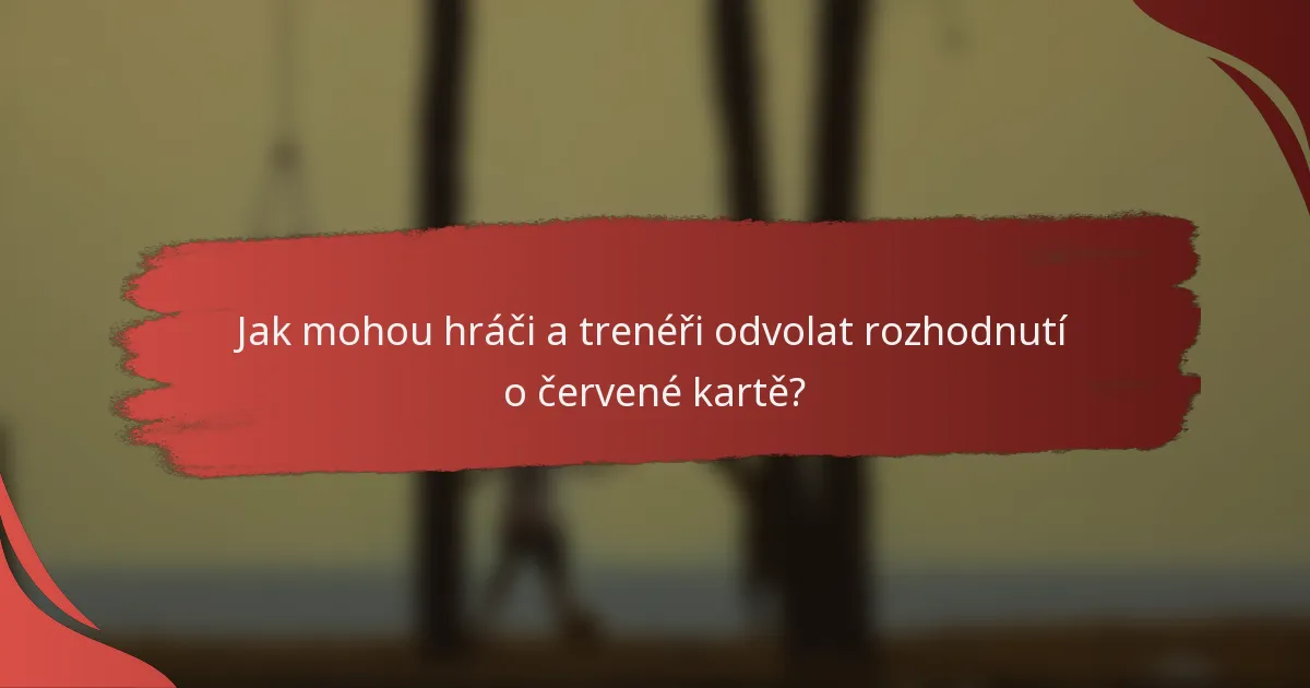 Jak mohou hráči a trenéři odvolat rozhodnutí o červené kartě?